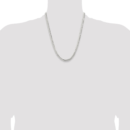 22 Inch Sterling Silver 5.65mm Concave Beveled Curb Chain Necklace