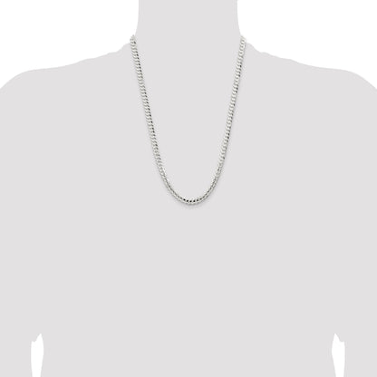 24 Inch Sterling Silver 5.65mm Concave Beveled Curb Chain Necklace