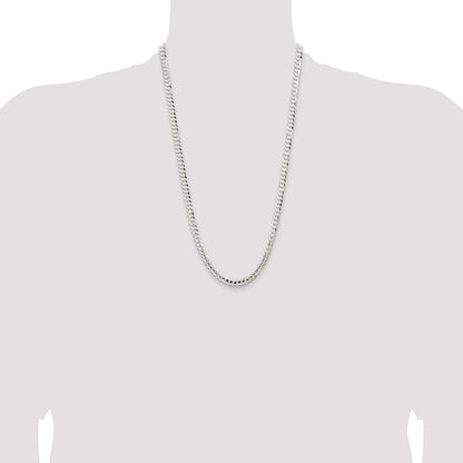 26 Inch Sterling Silver 5.65mm Concave Beveled Curb Chain Necklace