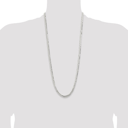 30 Inch Sterling Silver 5.65mm Concave Beveled Curb Chain Necklace