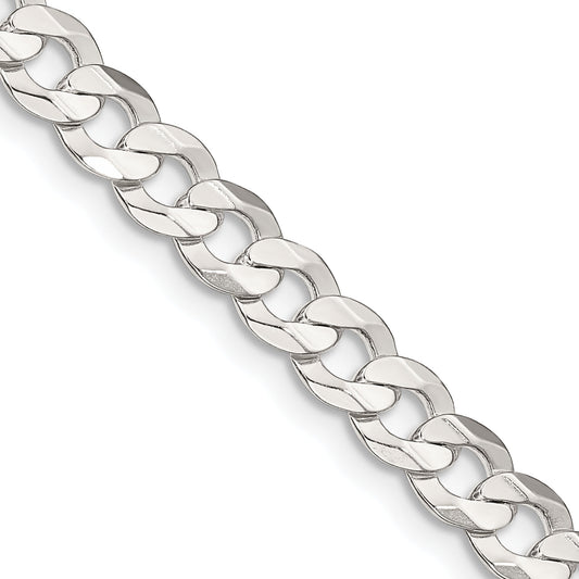 16 Inch Sterling Silver 5.65mm Concave Beveled Curb Chain Necklace