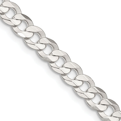 20 Inch Sterling Silver 5.65mm Concave Beveled Curb Chain Necklace