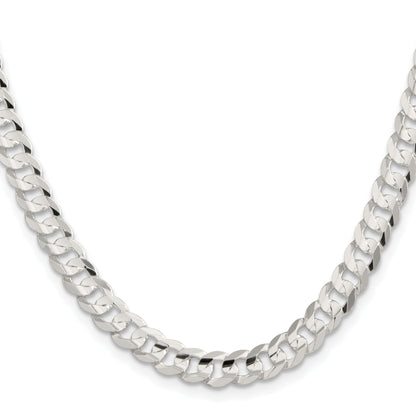 20 Inch Sterling Silver 6.75mm Concave Beveled Curb Chain Necklace