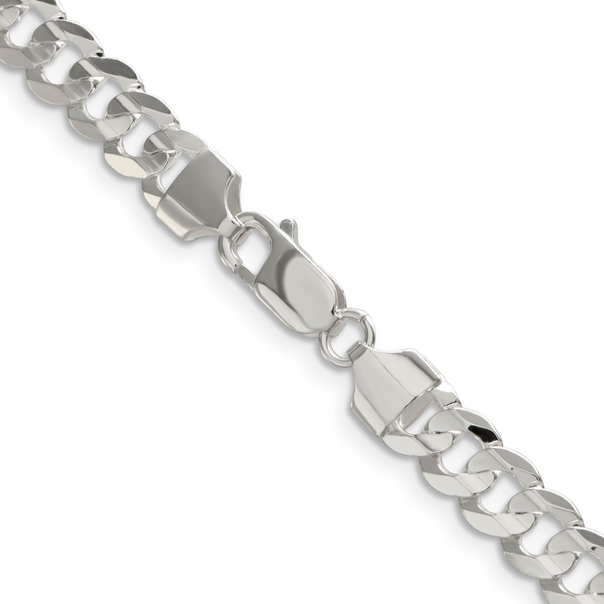 22 Inch Sterling Silver 6.75mm Concave Beveled Curb Chain Necklace