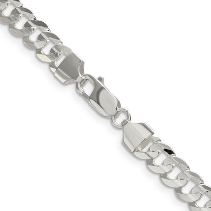 18 Inch Sterling Silver 6.75mm Concave Beveled Curb Chain Necklace
