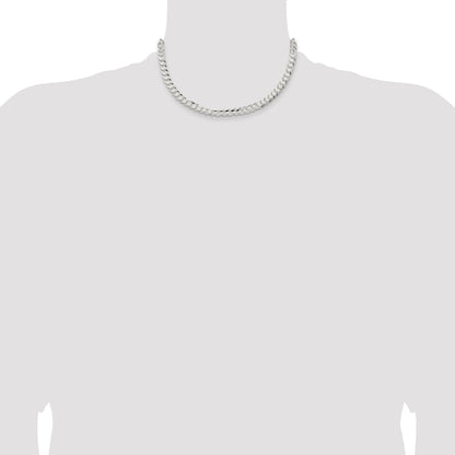 16 Inch Sterling Silver 6.75mm Concave Beveled Curb Chain Necklace
