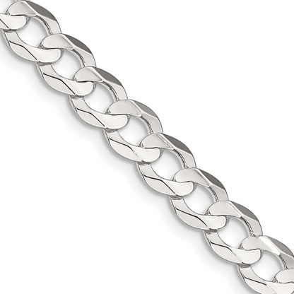 22 Inch Sterling Silver 6.75mm Concave Beveled Curb Chain Necklace