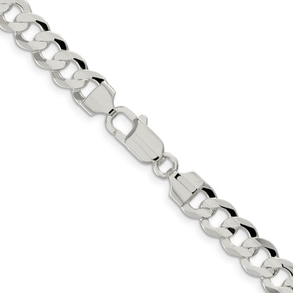 16 Inch Sterling Silver 7.8mm Concave Beveled Curb Chain Necklace