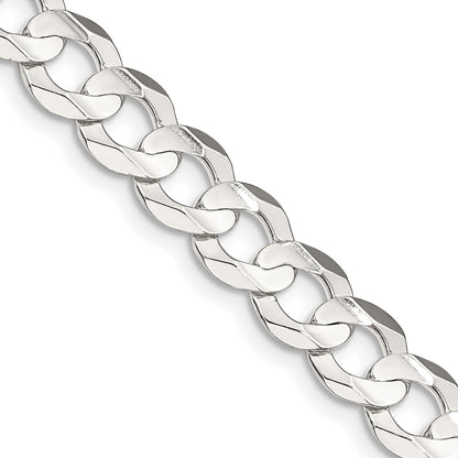 24 Inch Sterling Silver 7.8mm Concave Beveled Curb Chain Necklace