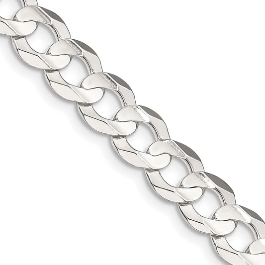 20 Inch Sterling Silver 7.8mm Concave Beveled Curb Chain Necklace