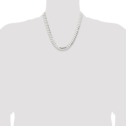 20 Inch Sterling Silver 9.75mm Concave Beveled Curb Chain Necklace