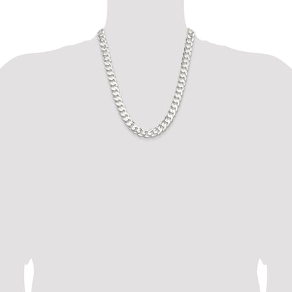 22 Inch Sterling Silver 11.9mm Concave Beveled Curb Chain Necklace