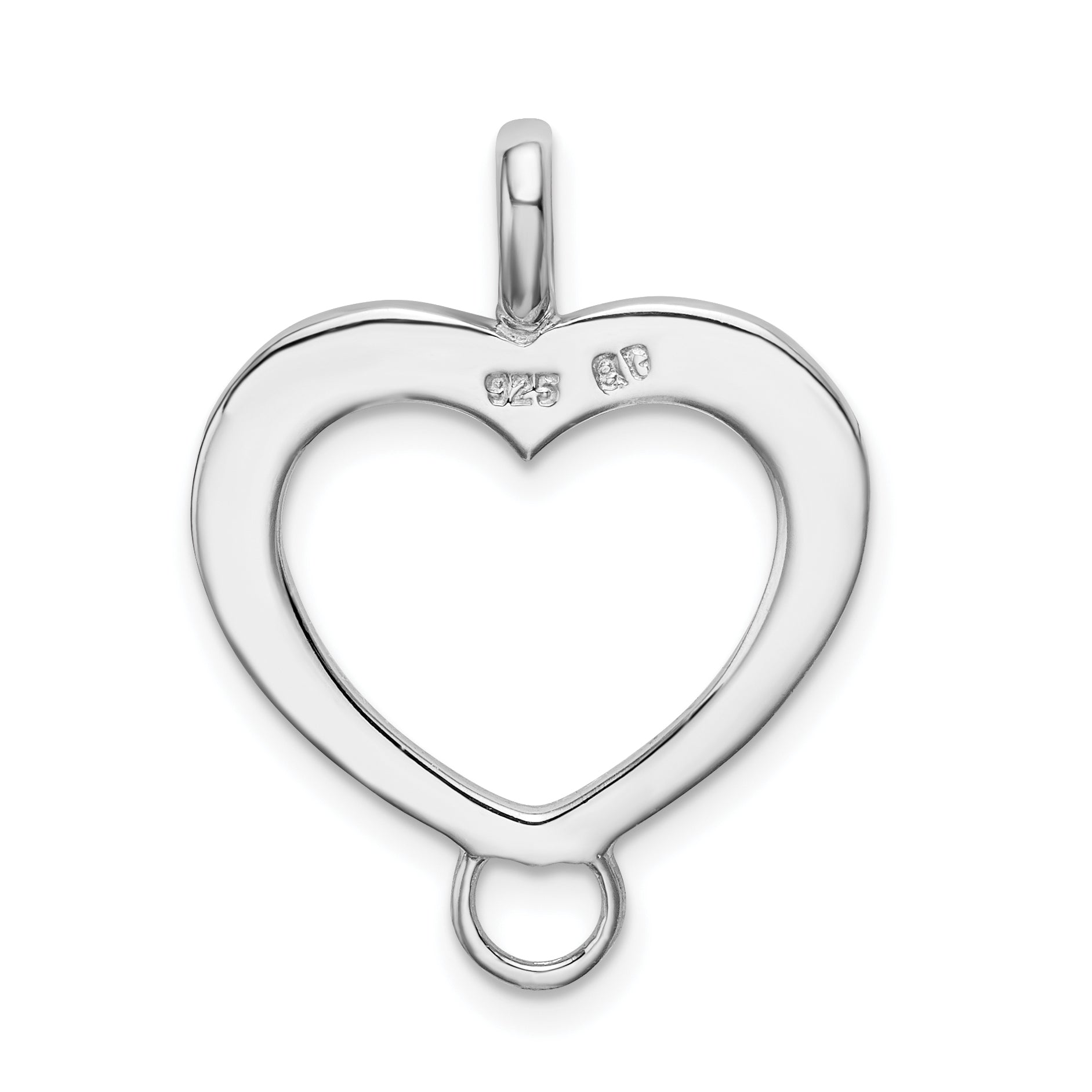 Sterling Silver Amore La Vita Rhodium-Plated Polished Open Heart Charm Carrier Pendant