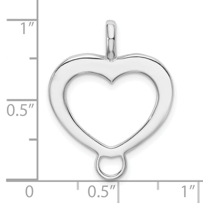 Sterling Silver Amore La Vita Rhodium-Plated Polished Open Heart Charm Carrier Pendant
