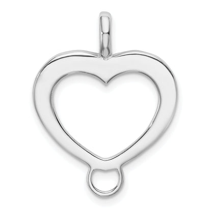 Sterling Silver Amore La Vita Rhodium-Plated Polished Open Heart Charm Carrier Pendant