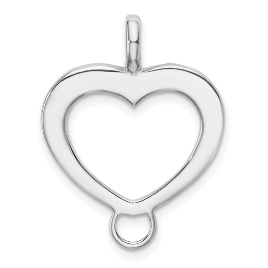 Sterling Silver Amore La Vita Rhodium-Plated Polished Open Heart Charm Carrier Pendant
