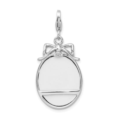 Sterling Silver Amore La Vita Rhodium-Plated Polished 3-D Framed Bouquet Of Flowers Charm With Fancy Lobster Clasp