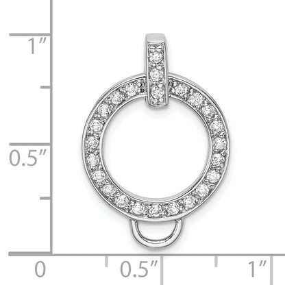 Sterling Silver Amore La Vita Rhodium-Plated Polished Cz Open Circle Charm Holder Pendant