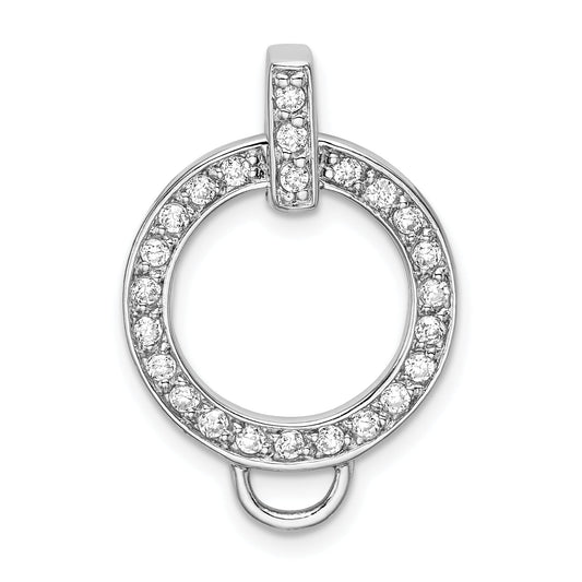 Sterling Silver Amore La Vita Rhodium-Plated Polished Cz Open Circle Charm Holder Pendant