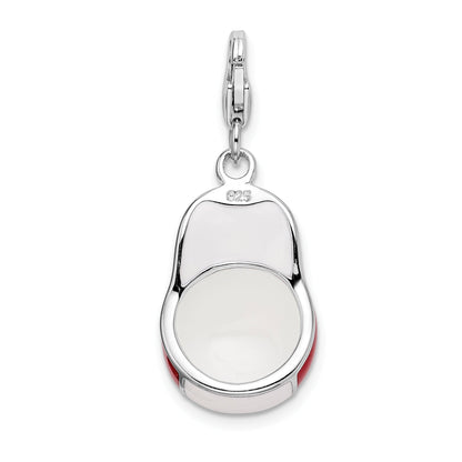 Sterling Silver Amore La Vita Rhodium-Plated Polished Enameled 3-D Baseball Cap Charm With Fancy Lobster Clasp