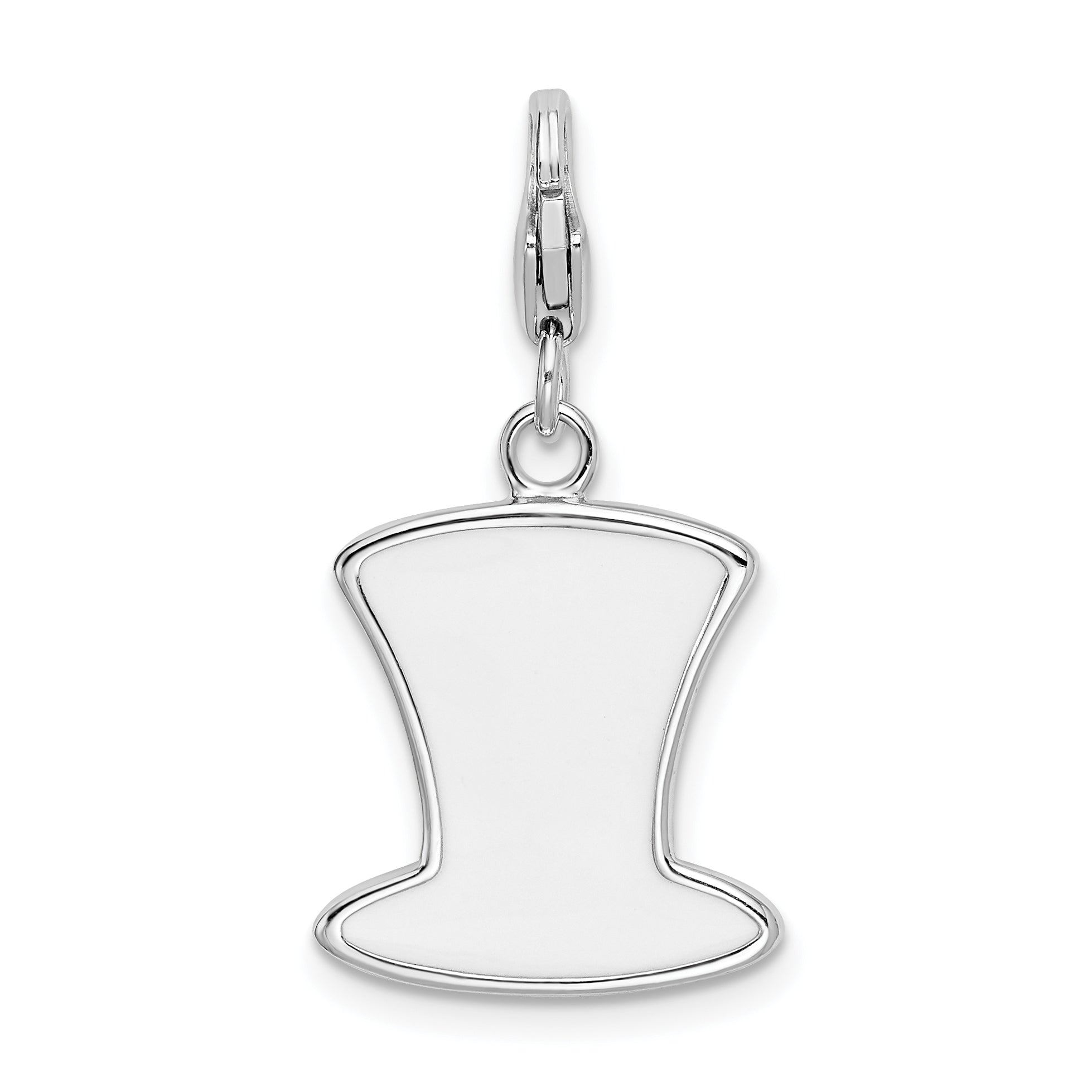 Sterling Silver Amore La Vita Rhodium-Plated Polished Enameled Usa Hat Charm With Fancy Lobster Clasp