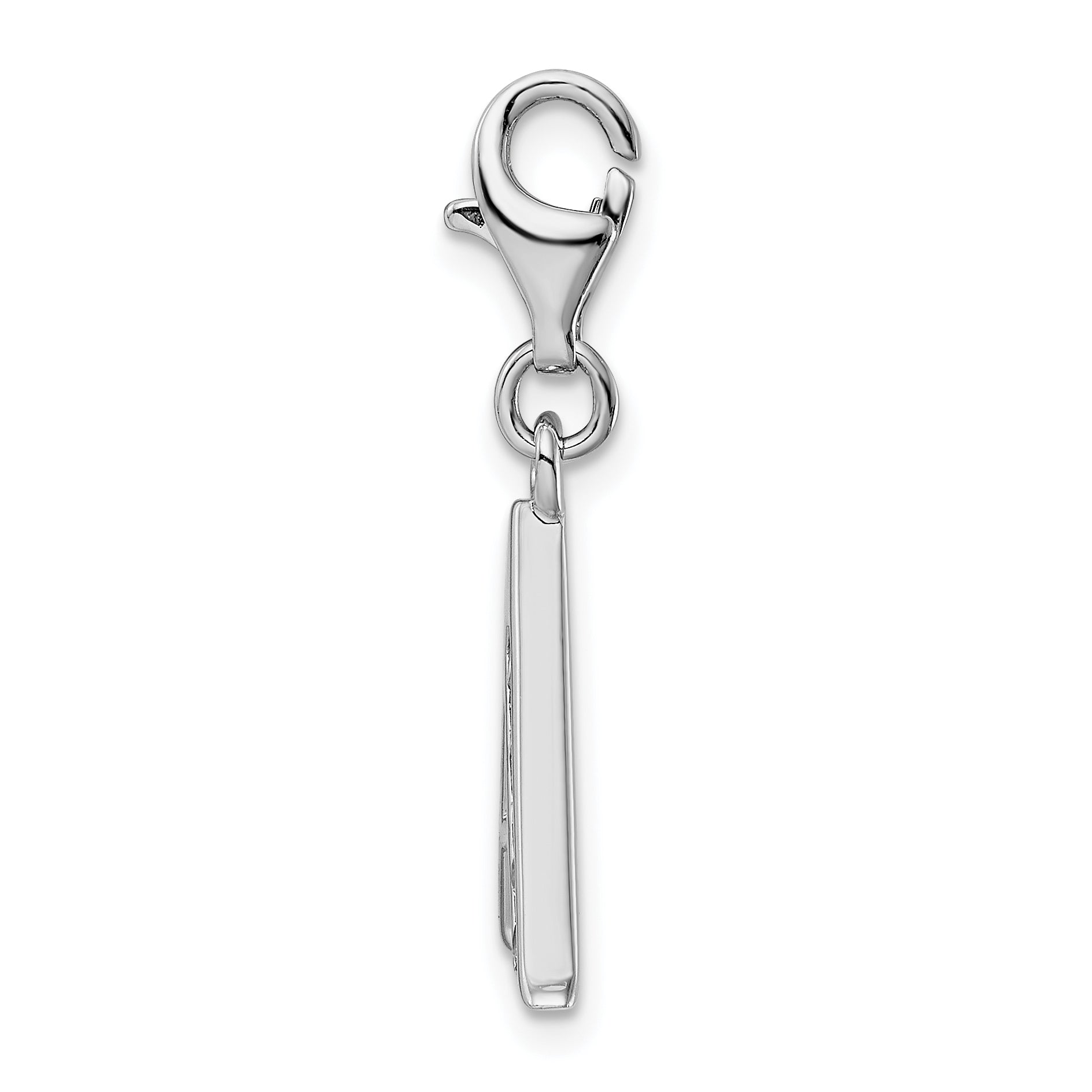 Sterling Silver Amore La Vita Rhodium-Plated Polished Cz Letter A Initial Charm With Fancy Lobster Clasp