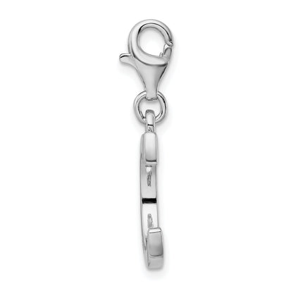 Sterling Silver Amore La Vita Rhodium-Plated Polished Cz Letter C Initial Charm With Fancy Lobster Clasp