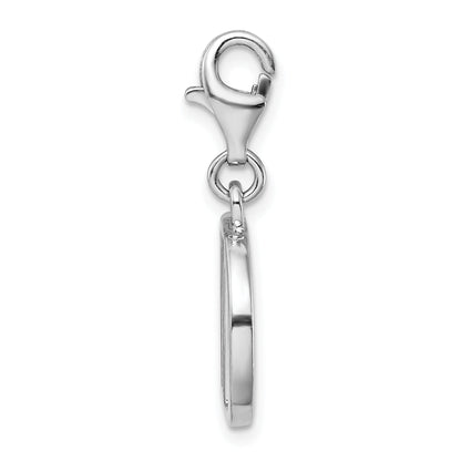Sterling Silver Amore La Vita Rhodium-Plated Polished Cz Letter D Initial Charm With Fancy Lobster Clasp