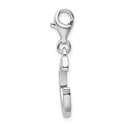Sterling Silver Amore La Vita Rhodium-Plated Polished Cz Letter G Initial Charm With Fancy Lobster Clasp