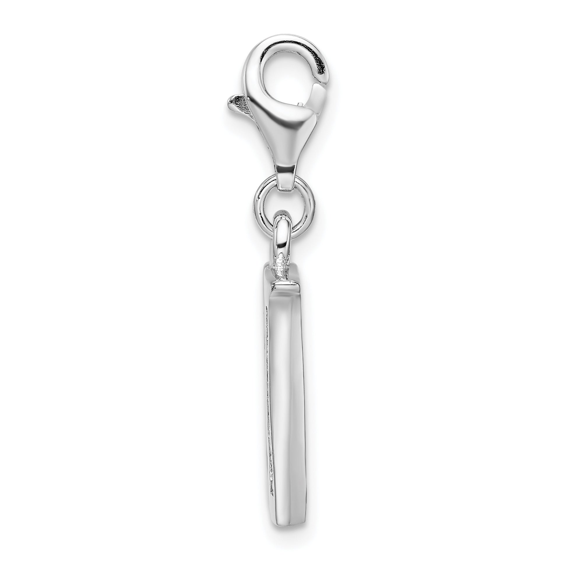 Sterling Silver Amore La Vita Rhodium-Plated Polished Cz Letter N Initial Charm With Fancy Lobster Clasp