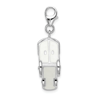 Sterling Silver Amore La Vita Rhodium-Plated Polished 3-D Enameled Train Charm With Fancy Lobster Clasp