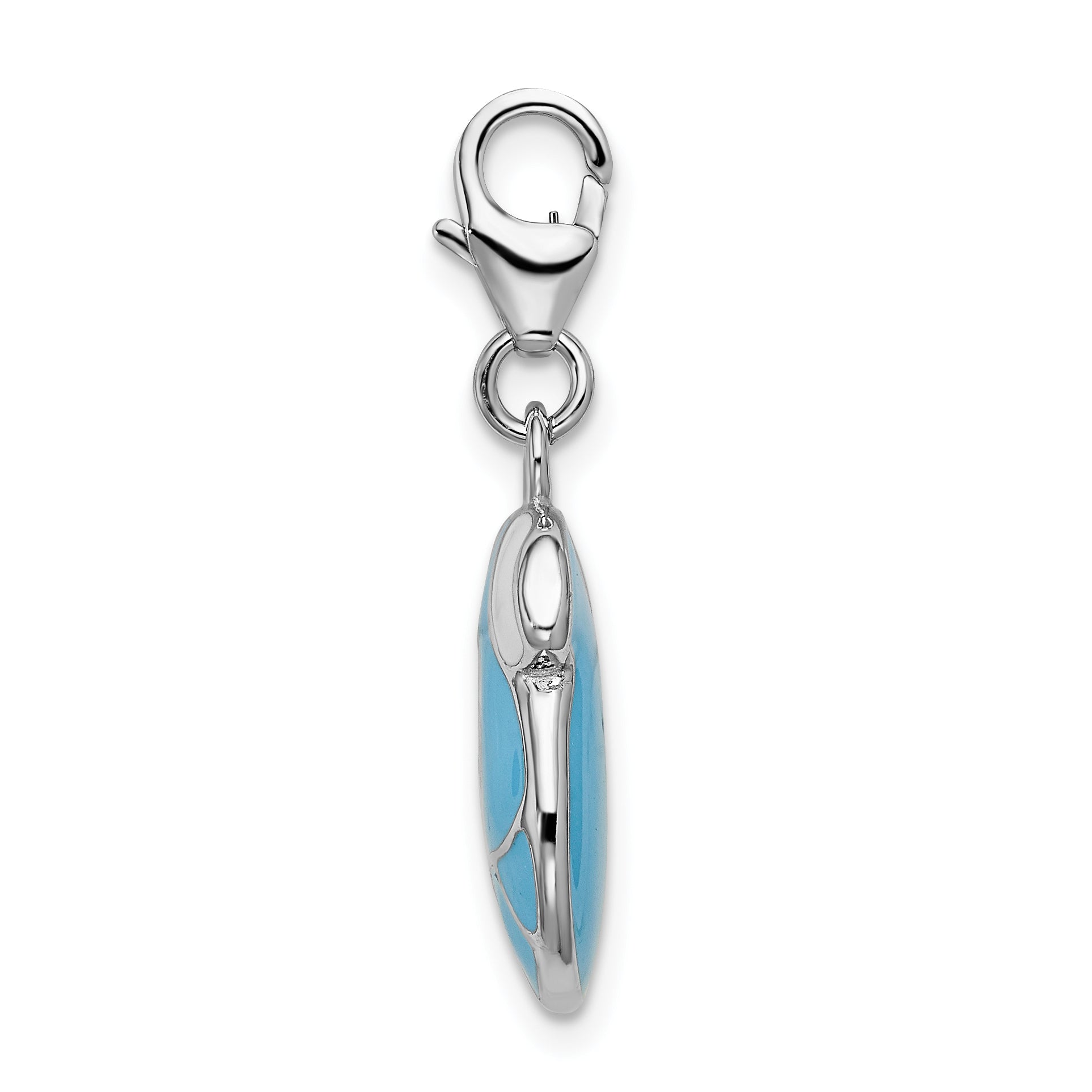 Sterling Silver Amore La Vita Rhodium-Plated Polished Enameled Baby Boy Shirt Charm With Fancy Lobster Clasp