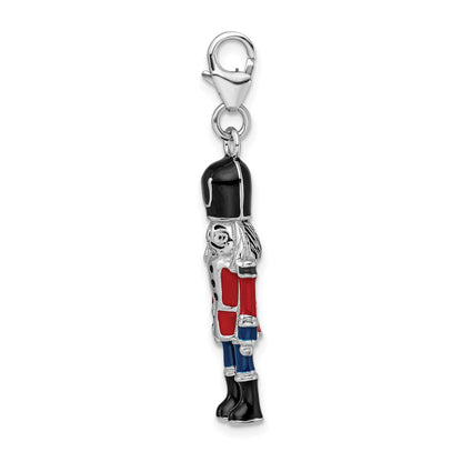 Sterling Silver Amore La Vita Rhodium-Plated Polished 3-D Enameled Nut Cracker Charm With Fancy Lobster Clasp