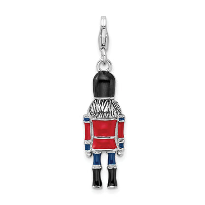 Sterling Silver Amore La Vita Rhodium-Plated Polished 3-D Enameled Nut Cracker Charm With Fancy Lobster Clasp