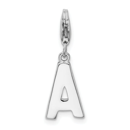 Sterling Silver Amore La Vita Rhodium-Plated Polished Cz Letter A Initial Charm With Fancy Lobster Clasp