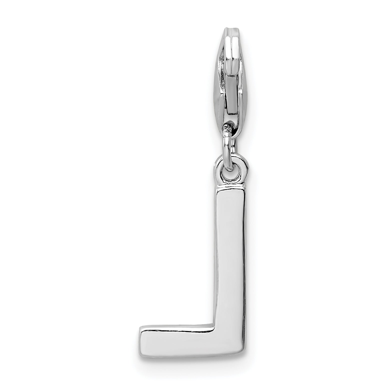 Sterling Silver Amore La Vita Rhodium-Plated Polished Cz Letter L Initial Charm With Fancy Lobster Clasp