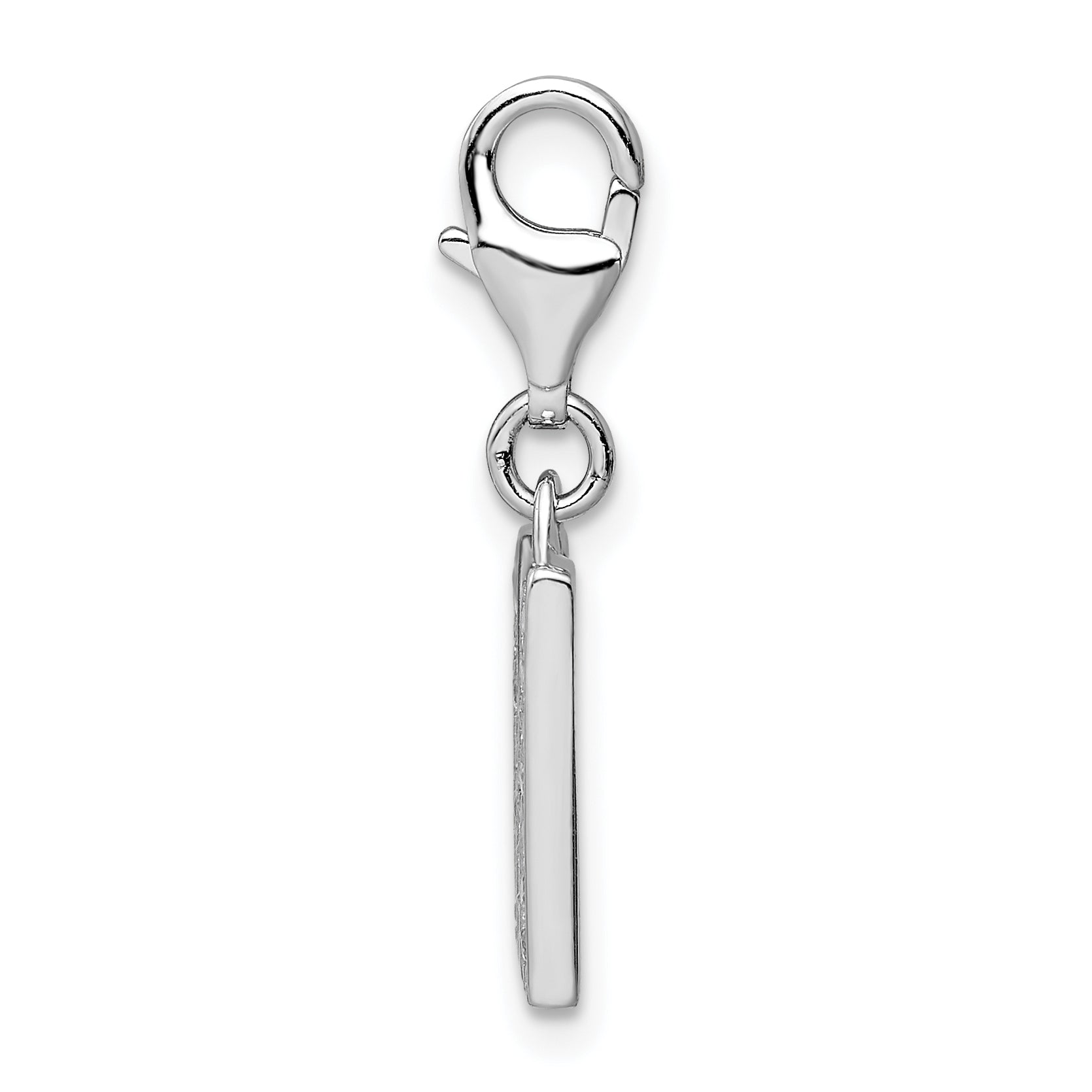 Sterling Silver Amore La Vita Rhodium-Plated Polished Cz Letter M Initial Charm With Fancy Lobster Clasp