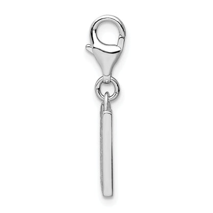 Sterling Silver Amore La Vita Rhodium-Plated Polished Cz Letter M Initial Charm With Fancy Lobster Clasp