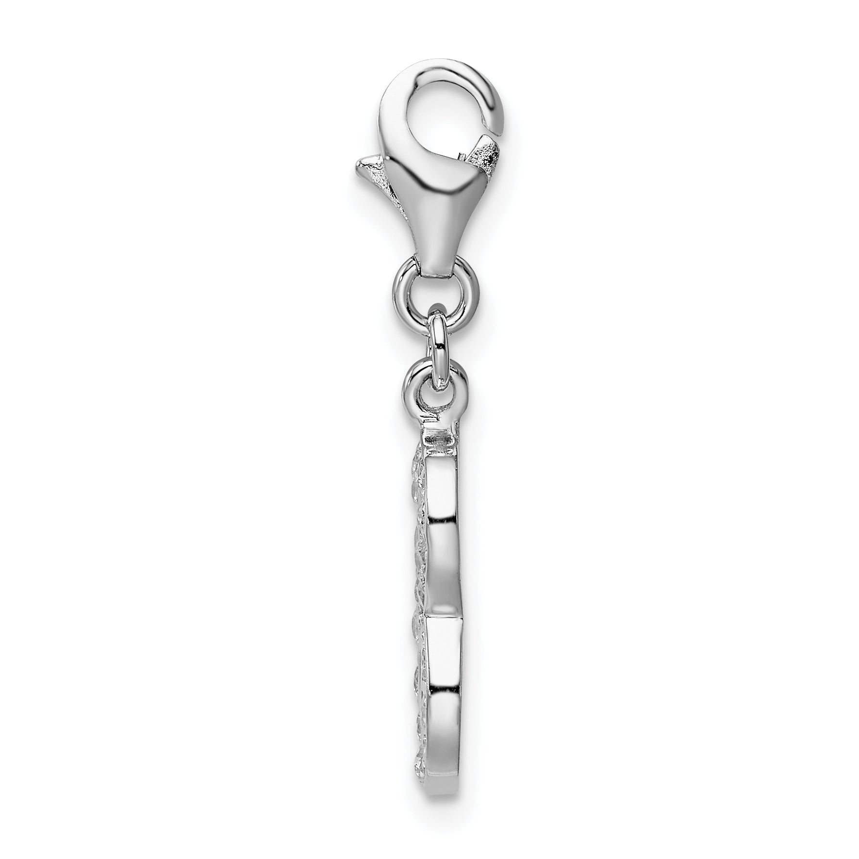 Sterling Silver Rh Cz Numeral 8 W/Lobster Clasp Charm