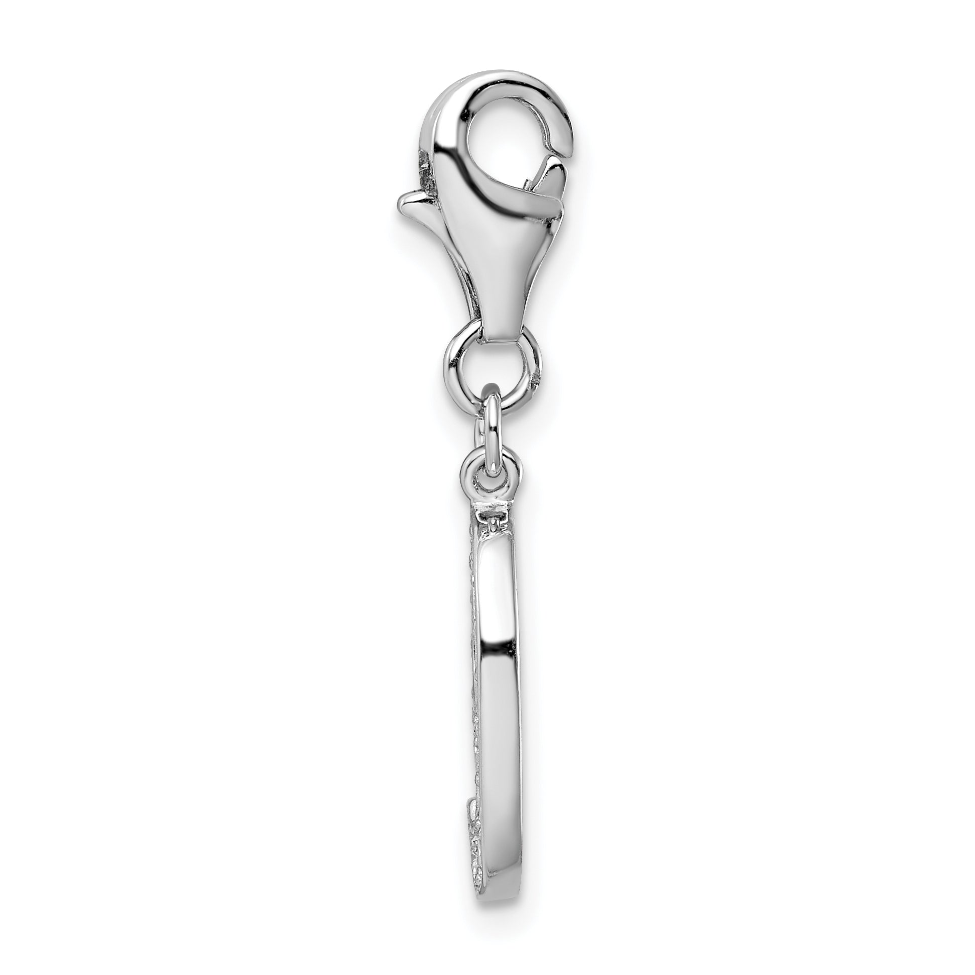 Sterling Silver Rh Cz Numeral 9 W/Lobster Clasp Charm