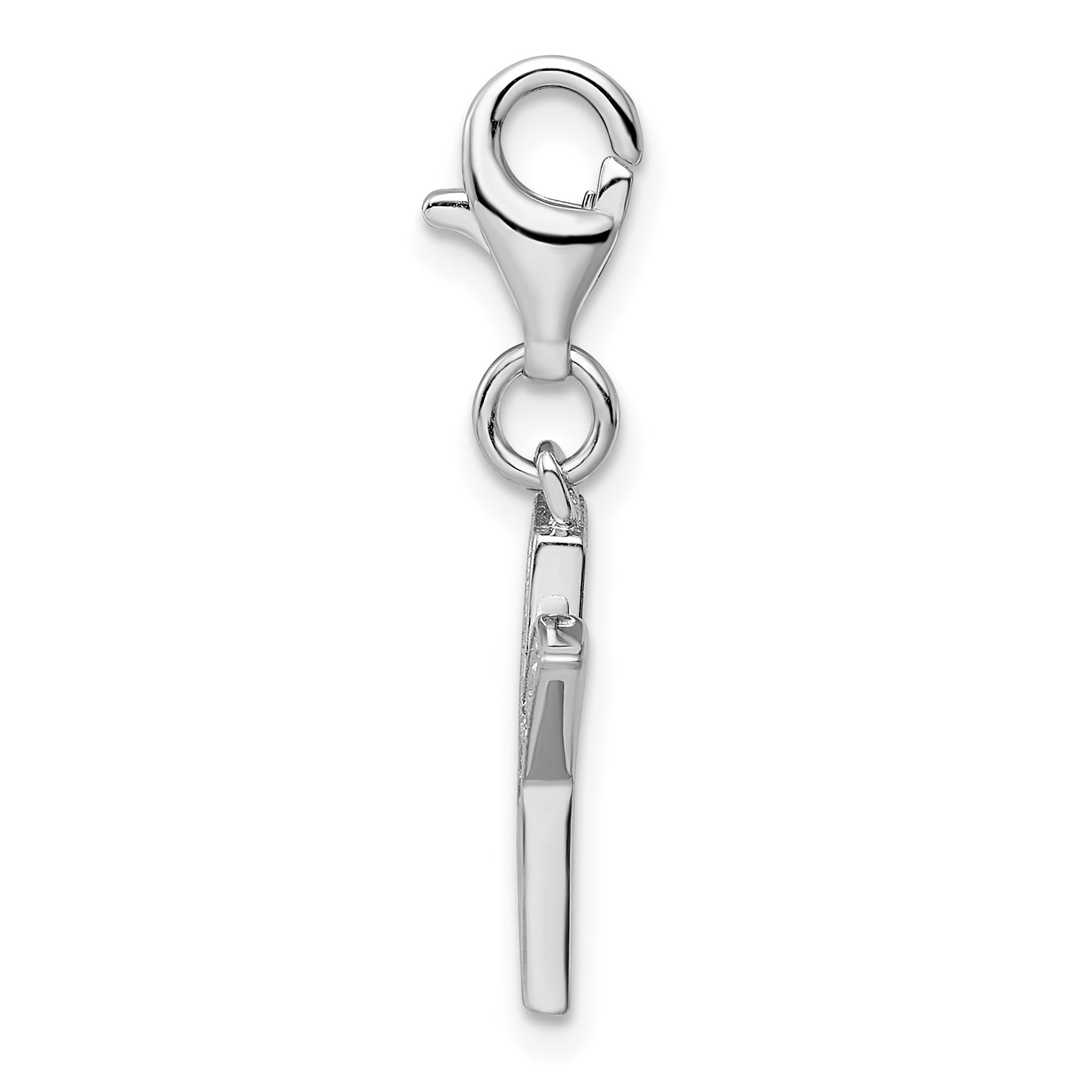 Sterling Silver Amore La Vita Rhodium-Plated Polished Cz Letter X Initial Charm With Fancy Lobster Clasp