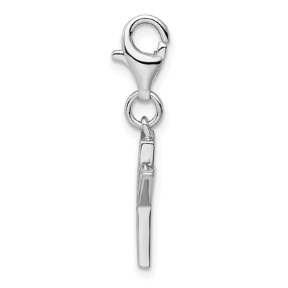 Sterling Silver Amore La Vita Rhodium-Plated Polished Cz Letter X Initial Charm With Fancy Lobster Clasp