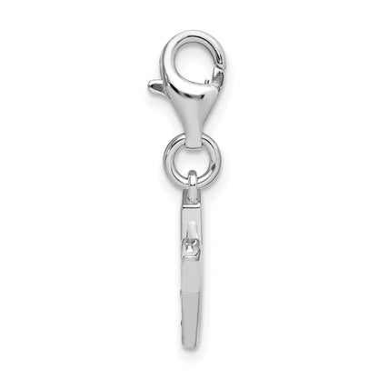 Sterling Silver Amore La Vita Rhodium-Plated Polished Cz Letter Y Initial Charm With Fancy Lobster Clasp