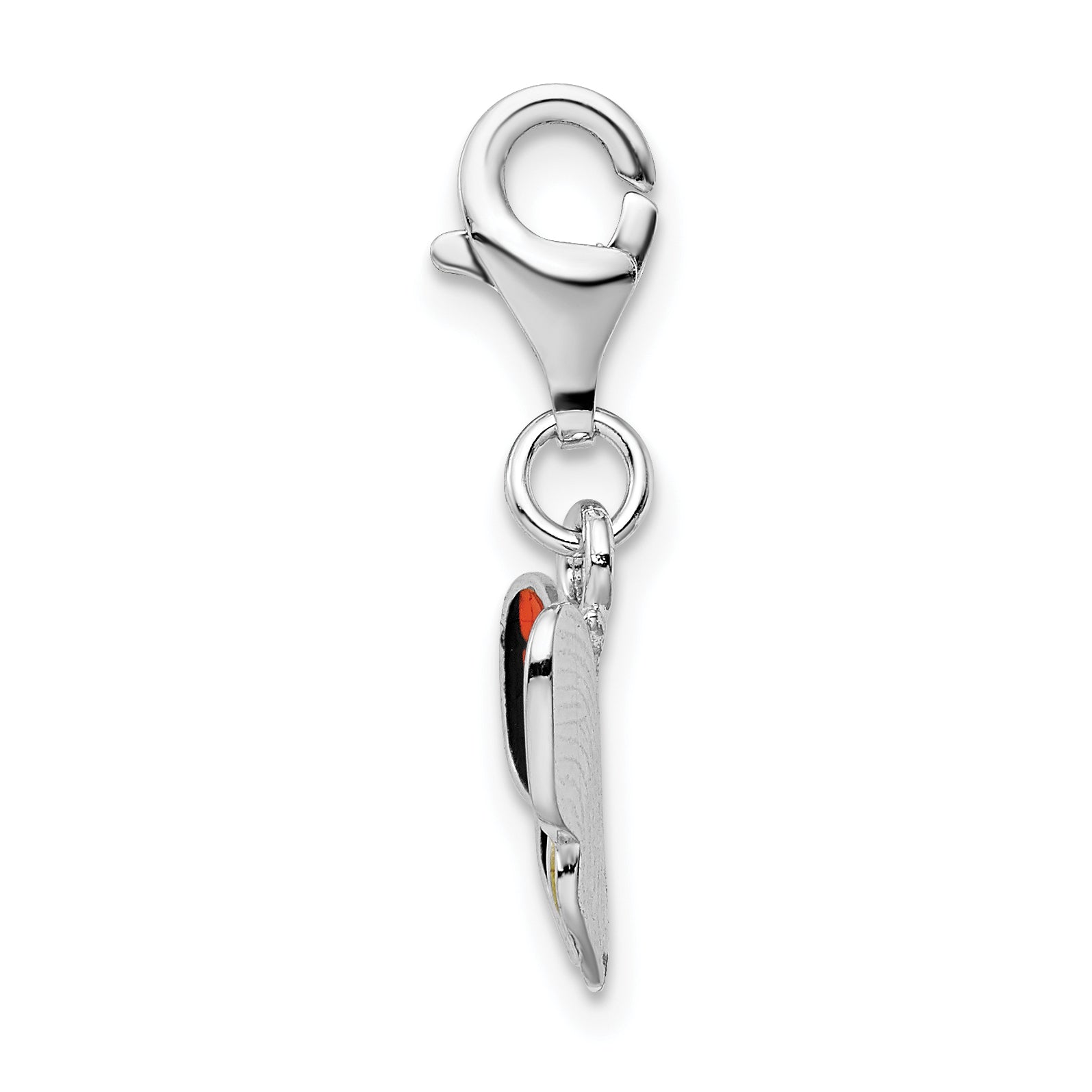 Sterling Silver Amore La Vita Rhodium-Plated Polished Enameled Butterfly Charm With Fancy Lobster Clasp