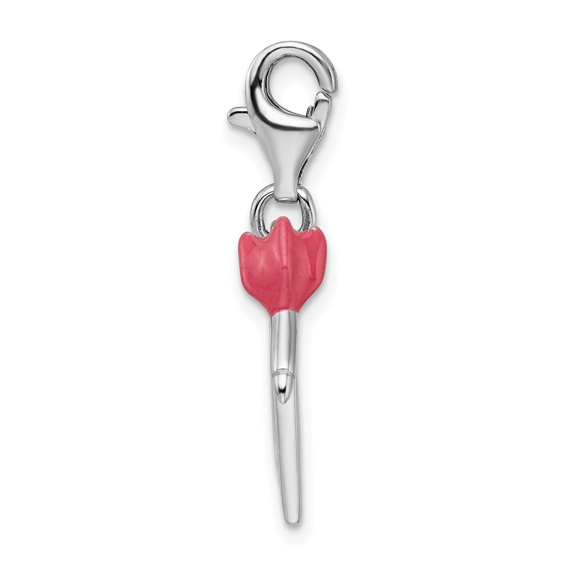 Sterling Silver Amore La Vita Rhodium-Plated Polished Enameled Bullseye And Heart Arrow Charm With Fancy Lobster Clasp