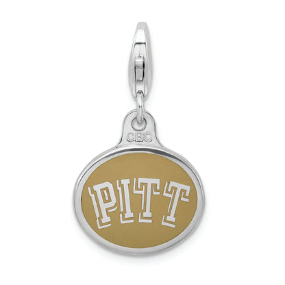 Sterling Silver Enamel Univ. Of Pittsburgh W/ Lobster Clasp Charm