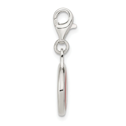 Sterling Silver Amore La Vita Rhodium-Plated Polished Enameled University Of Wisconsin Charm With Fancy Lobster Clasp