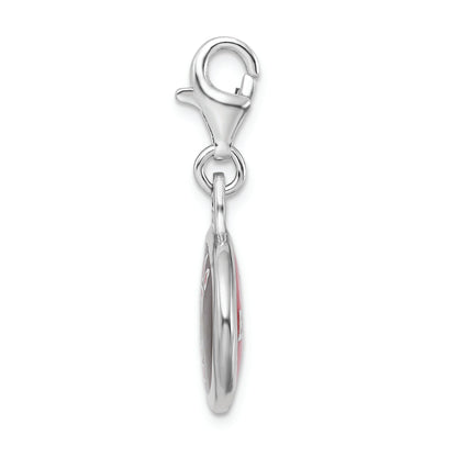 Sterling Silver Amore La Vita Rhodium-Plated Polished Enameled University Of Cincinnati Charm With Fancy Lobster Clasp