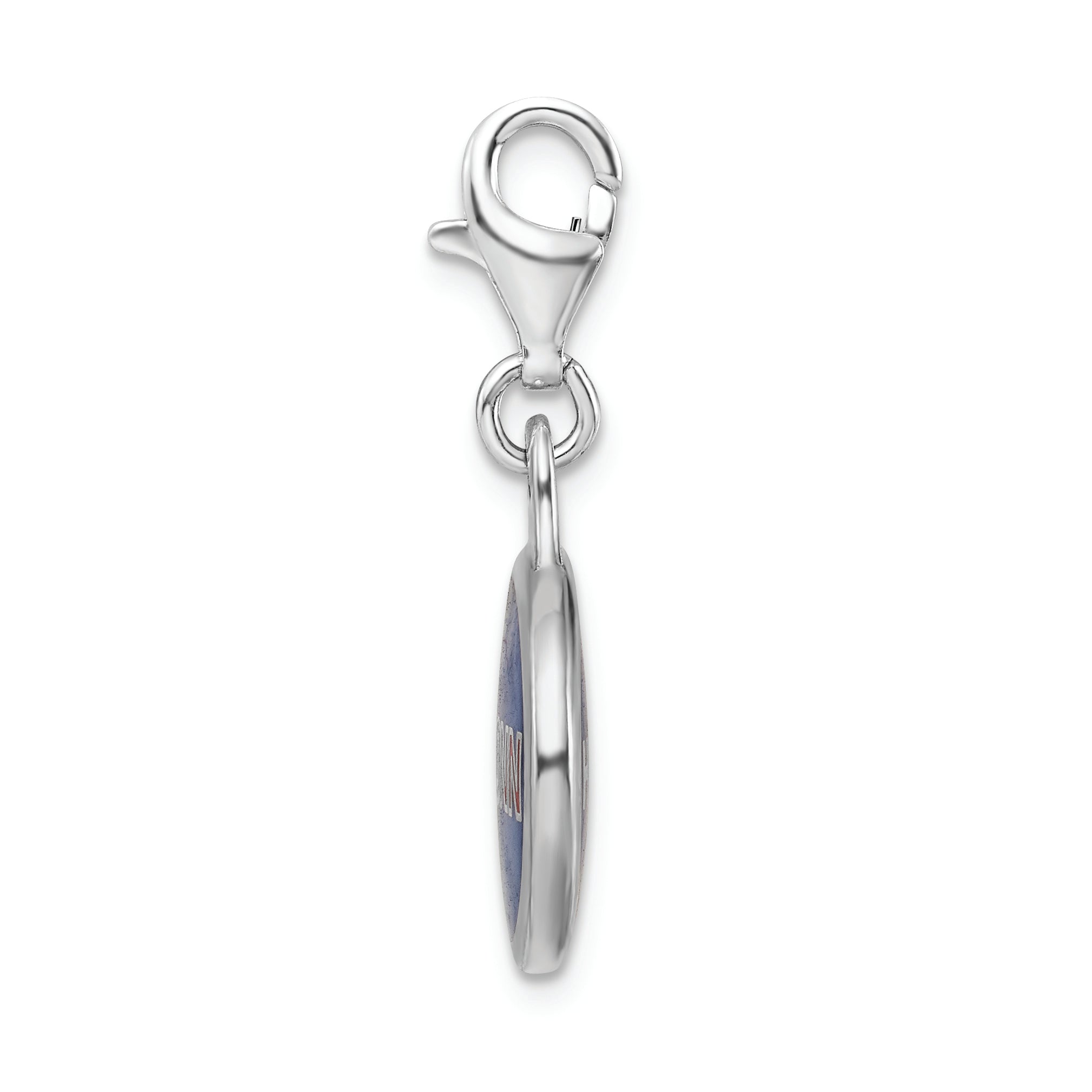 Sterling Silver Amore La Vita Rhodium-Plated Polished Enameled University Of Connecticut Charm With Fancy Lobster Clasp