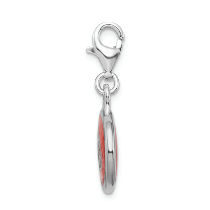 Sterling Silver Amore La Vita Rhodium-Plated Polished Enameled University Of Louisville Charm With Fancy Lobster Clasp
